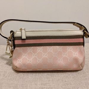 Gucci handbag-pink white GG canvas jolicoeur charm.